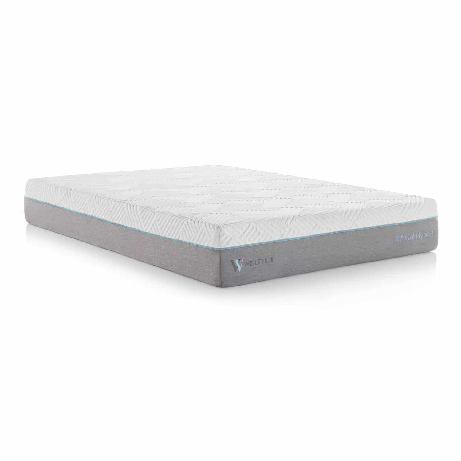 Photo of a gel hybrid mattress on a white background