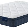 Navy blue mattress with stripes and white quilted top