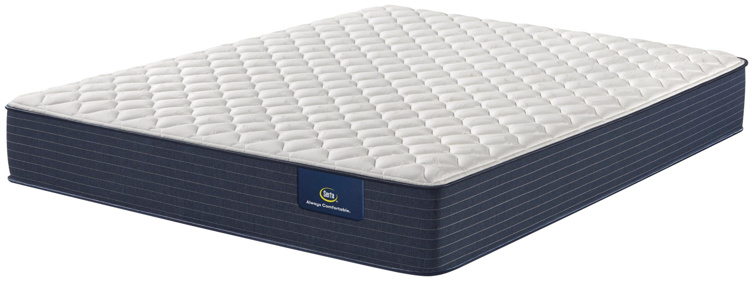 Photo of a Serta mattress with black sides and white quilted top