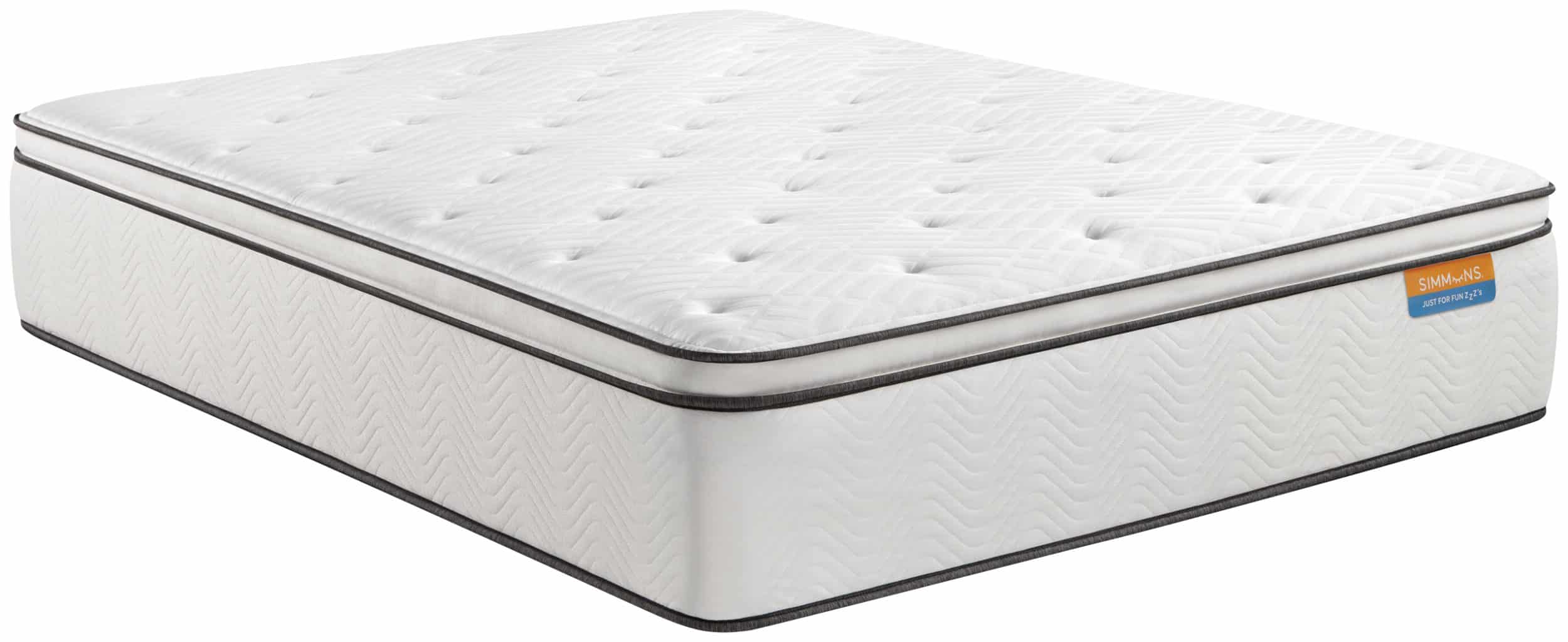 Side view of all white Simmons mattress