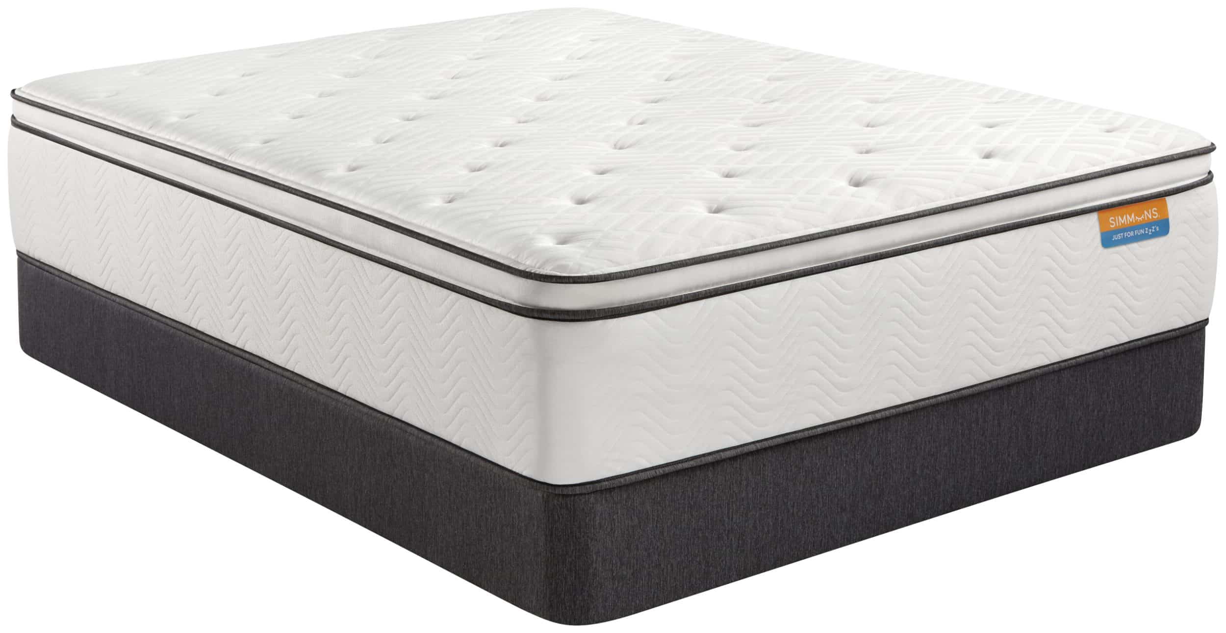 Side view of Simmons white mattress